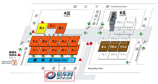 2012广州车展展馆分布图