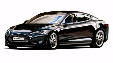达人手绘特斯拉model s