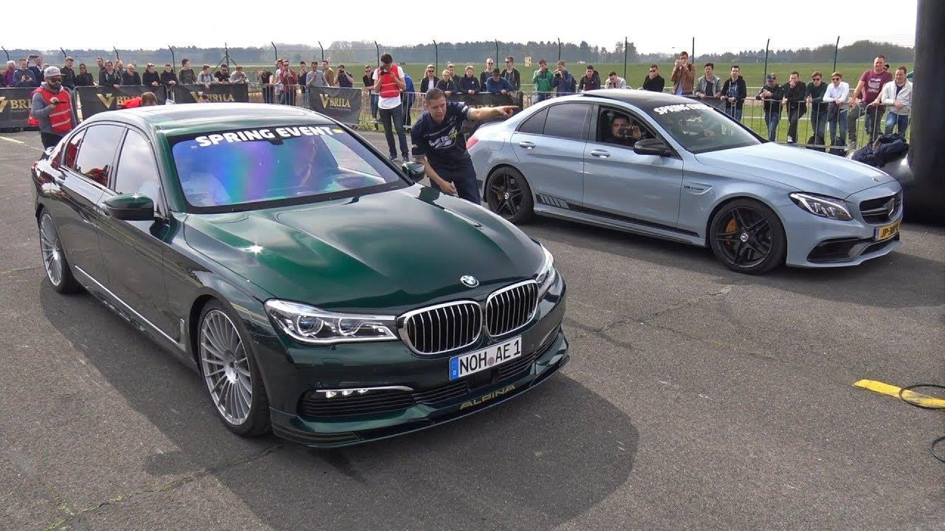 宝马b7双涡轮增压挑战奔驰c63s与奥迪rs6 竞速赛